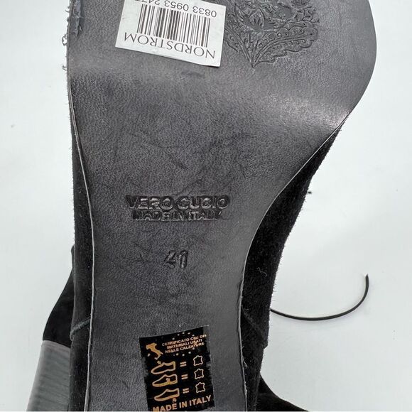 Free People Mila Foldover Ankle Heeled Booties Black Suede EU41 US10 NWOT - Picture 9 of 11